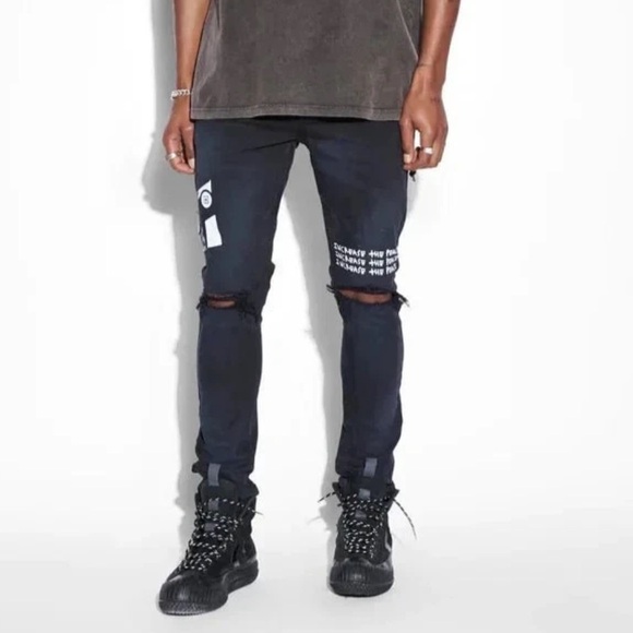 Ksubi Van Winkle Ghosted Angels MFA23DJ008-001 BLACK 36 - Picture 2 of 9